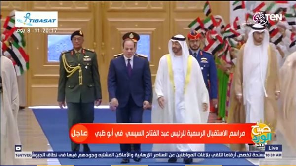 شاهد.. لحظة وصول الرئيس السيسي إلى قصر الوطن بـ أبو ظبي