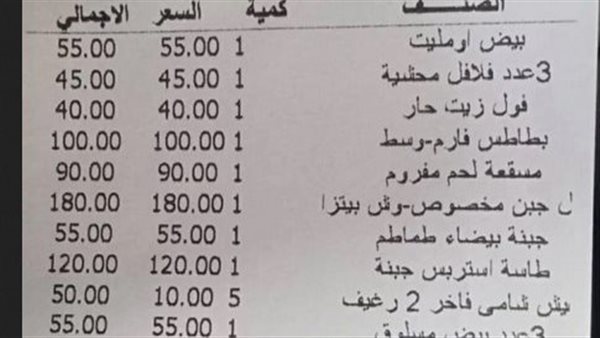 فول وطعمية بـ 1230.. فاتورة سحور تثير الجدل على فيس بوك