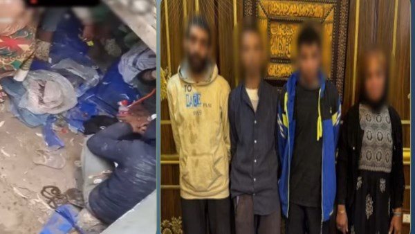 تفاصيل القبض على 3 عمال وسيدة يتعاطون المخدرات داخل محل بالجيزة | فيديو