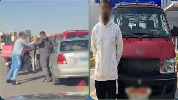 مشهد صادم بوسط الطريق.. سقوط سائق ميكروباص القاهرة بعد فيديو الضرب | شاهد