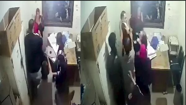 بصق وضرب بالأيدي والكراسي.. تفاصيل مشاجرة موظفة ومواطن بمستشفى الفيوم العام | فيديو