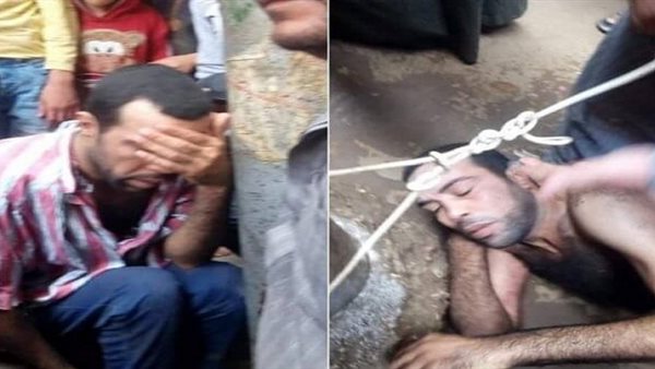قيدوه في عمود.. أهالي قرية في القليوبية يعذبون شاباً اغتصب طفلة ويجرسوه بزفة بلدي | فيديو وصور