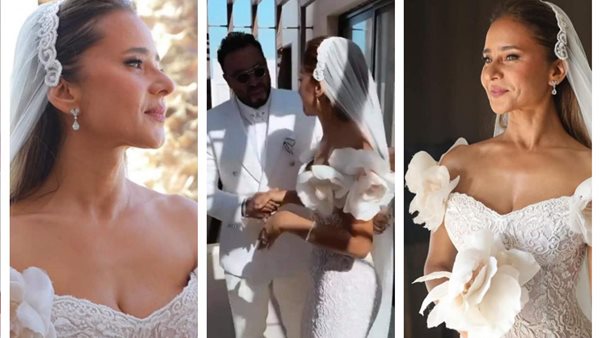 تعرف على رد فعل الفنانة.. قبلة من هشام عاشور لـ نيللي كريم قبل عقد القران|شاهد 