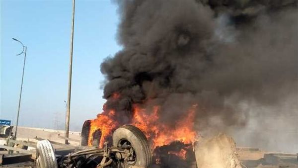 لقطات صادمة..المشاهد الأولى لانفجار سيارة نقل على الدائري الأوسطي | فيديو