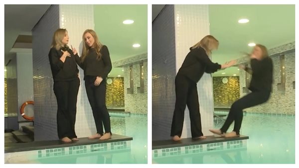 أنا مجنونة؟.. ريم البارودي تلقي ريهام سعيد في حمام السباحة | شاهد