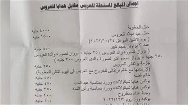 صرفت عليكي 10 آلاف جنيه من غير الأكل..شاب يصدم خطيبته بقائمة هدايا بعد الفركشة | شاهد