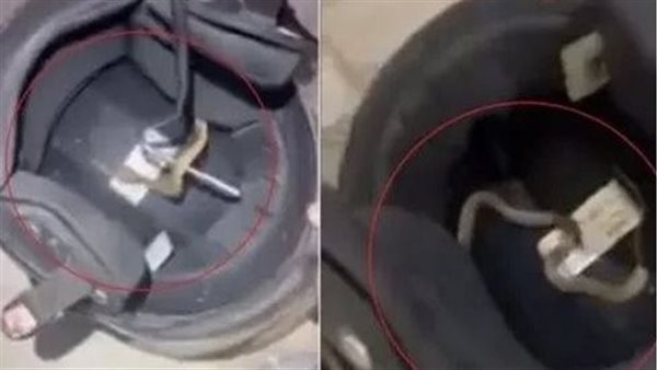 فيديو صادم.. اختباء زاحف سام داخل خوذة شاب | شاهد