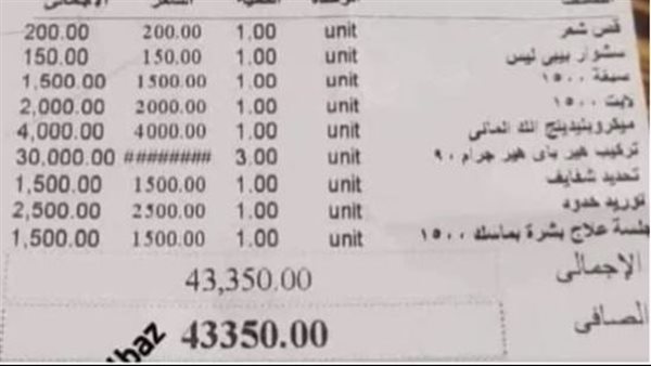 توريد خدود بـ 43.350 جنيه.. فاتورة صالون تجميل تثير الجدل