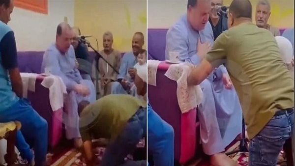 بعد واقعة سمير عنتر.. القصة الكاملة لتقبيل شاب لقدم الشيخ حجاج الهنداوي 