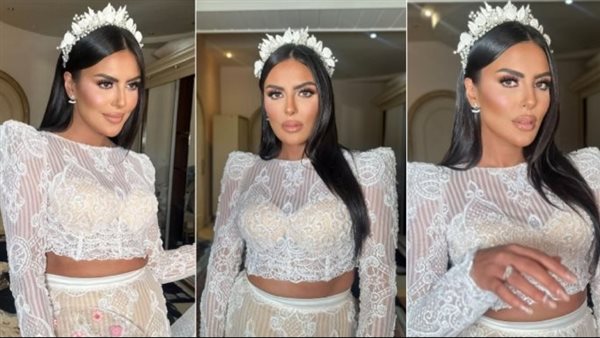 فستان غير تقليدي.. هاجر الشرنوبي تثير الجدل في حفل زفافها | شاهد