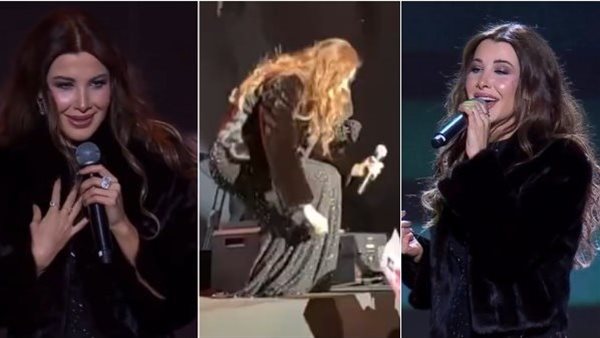 نانسي عجرم تقفز من على المسرح وتتفاجأ بهذا الموقف | شاهد